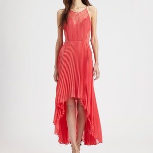 bcbgmaxazria coral pleated maryella dress size 8